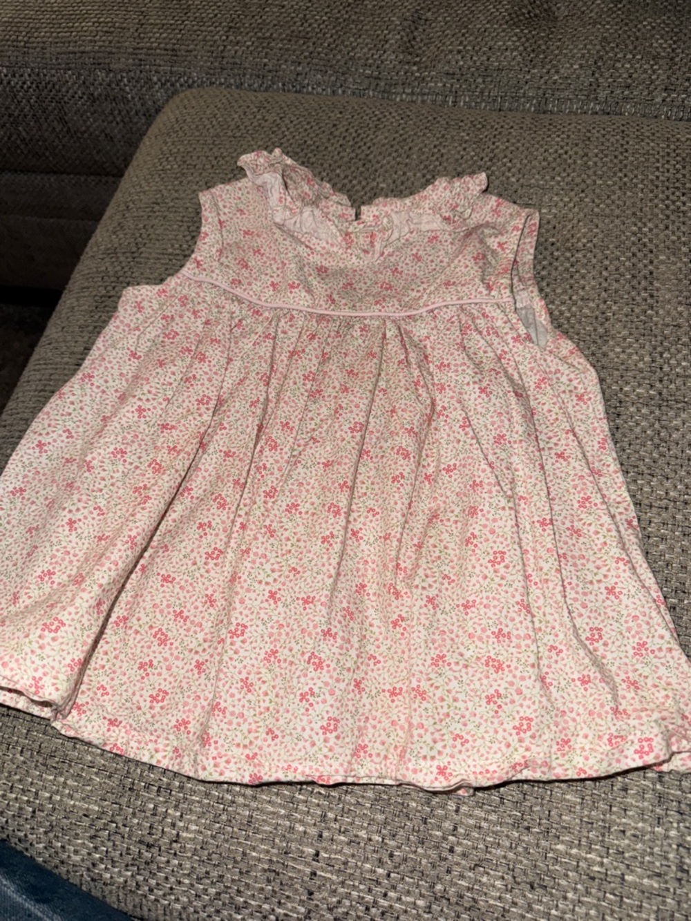 Girls' Floral Ruffle Neck Sleeveless Top - Pink